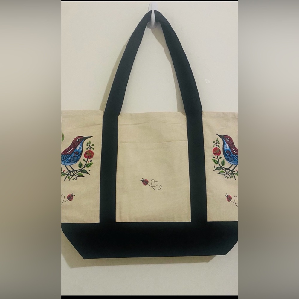 New Embroidered Canvas Tote | Boho Reusable Market Bag | Gift Idea - Picture 4 of 4
